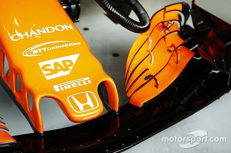 Honda logo on the nose of the McLaren MCL32