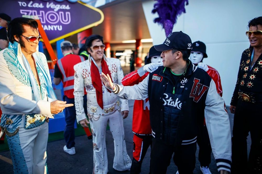 Zhou Guanyu, Stake F1 Team KICK Sauber, with Elvis impersonators