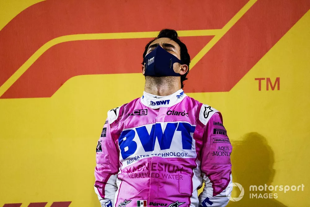 Podio: ganador Sergio P&eacute;rez, Racing Point