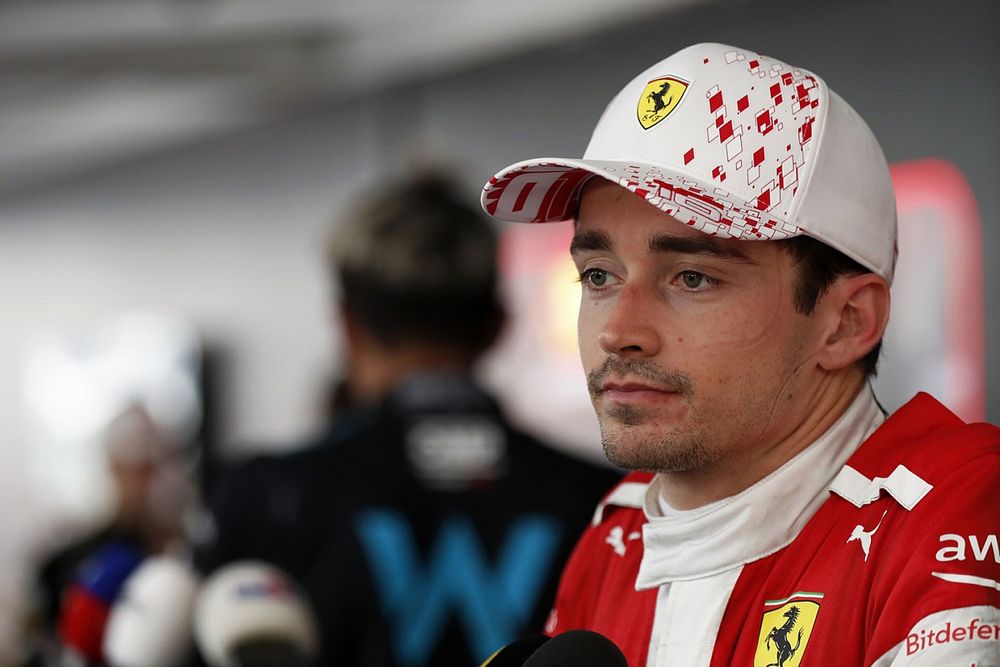 Charles Leclerc, Scuderia Ferrari, is interviewed after the race