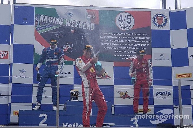 Pódio da corrida 1 da F4 Italiana em Vallelunga