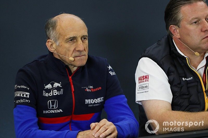 Franz Tost, Team Principal, Toro Rosso, and Zak Brown, Executive Director, McLaren