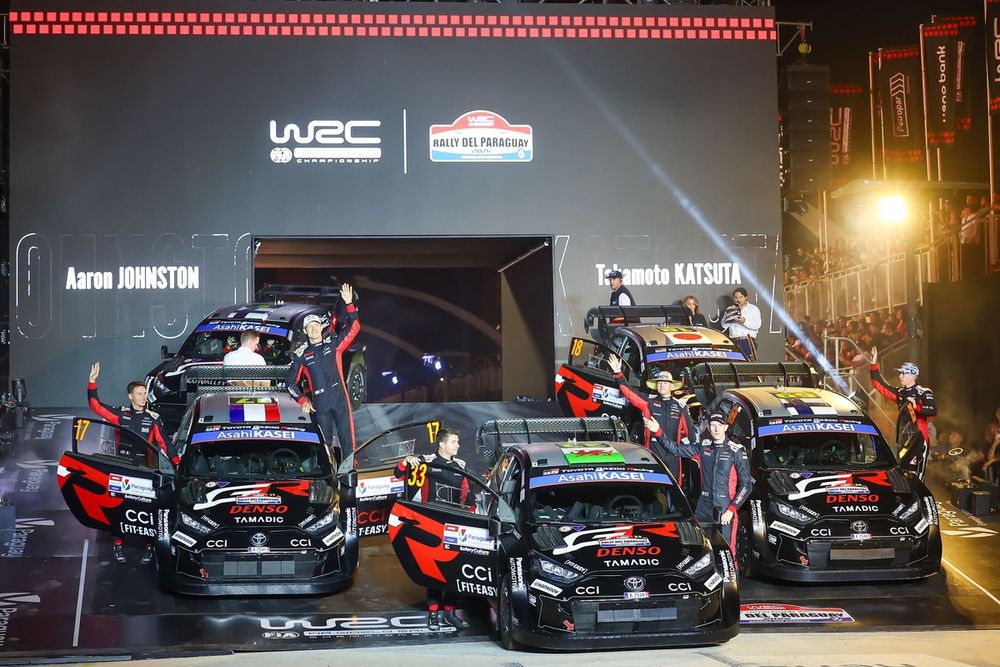 S&eacute;bastien Ogier, Vincent Landais, Toyota Gazoo Racing WRT Toyota GR Yaris Rally1, Sami Pajari, Marko Salminen, Toyota Gazoo Racing WRT Toyota GR Yaris Rally1, Elfyn Evans, Scott Martin, Toyota Gazoo Racing WRT Toyota GR Yaris Rally1, Takamoto Katsuta, Aaron Johnston, Toyota Gazoo Racing WRT Toyota GR Yaris Rally1, Kalle Rovanper&auml;, Jonne Halttunen, Toyota Gazoo Racing WRT Toyota GR Yaris Rally1