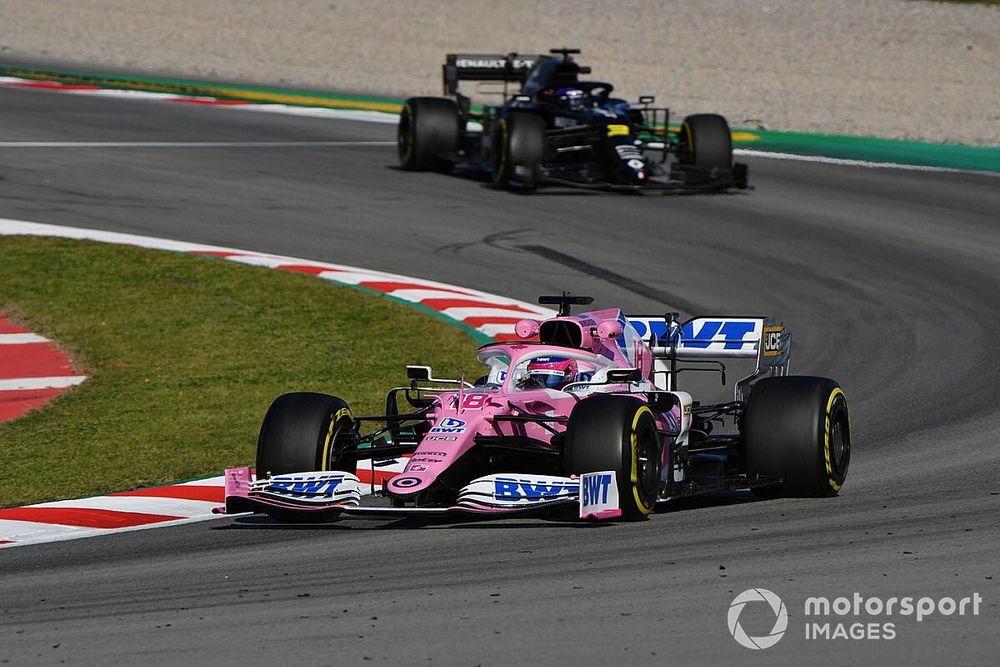 Lance Stroll, Racing Point RP20 y Daniel Ricciardo, Renault F1 Team R.S.20 