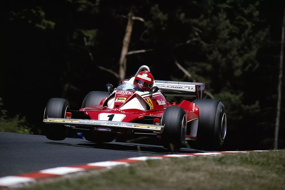 Niki Lauda, Ferrari 312T2, after Pflanzgarten