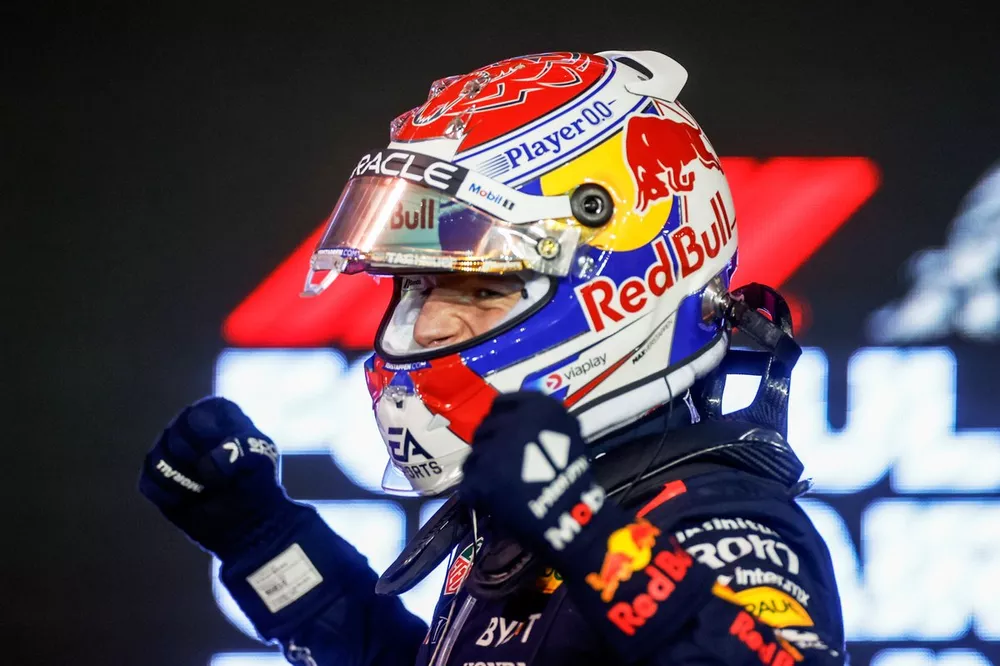 Max Verstappen, Red Bull Racing, 1st position, celebrates on arrival in Parc Ferme
