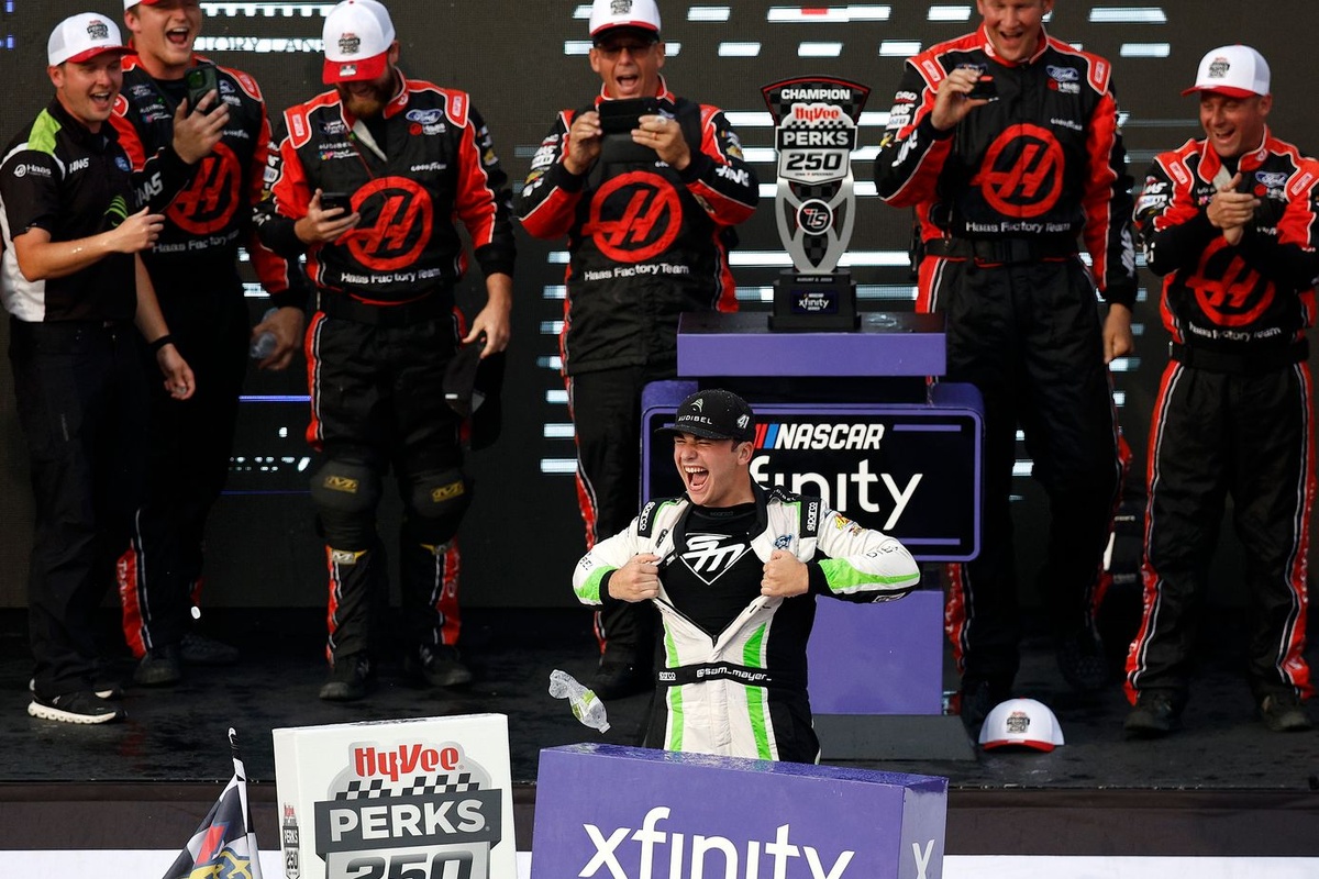 Sam Mayer earns Haas Factory Team its first win in NASCAR Xfinity Iowa race
