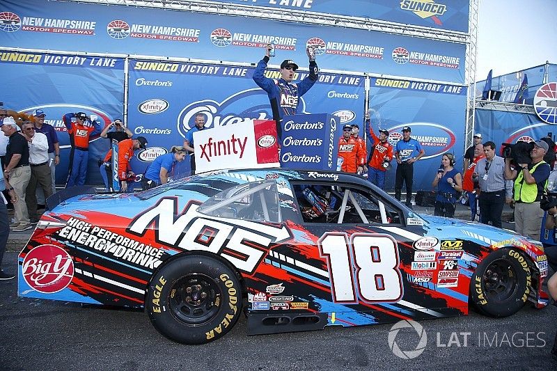Race winner Kyle Busch, Joe Gibbs Racing Toyota