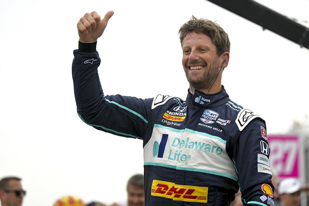Ganador de la pole Romain Grosjean, Andretti Autosport Honda