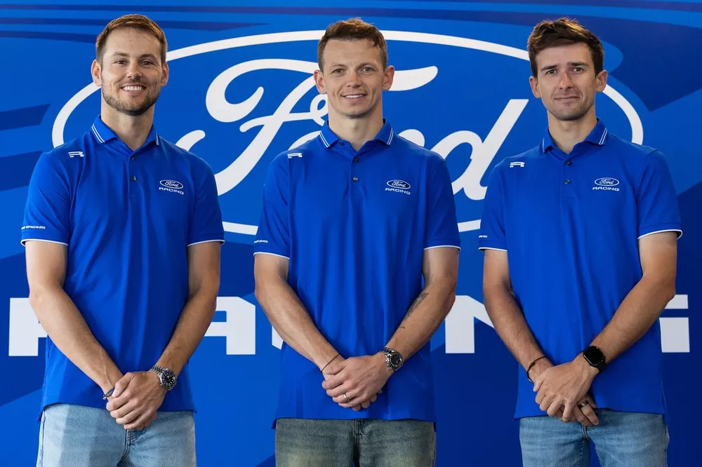 Tom Blomqvist, Nick Yelloly, Matt Campbell, Ford Racing