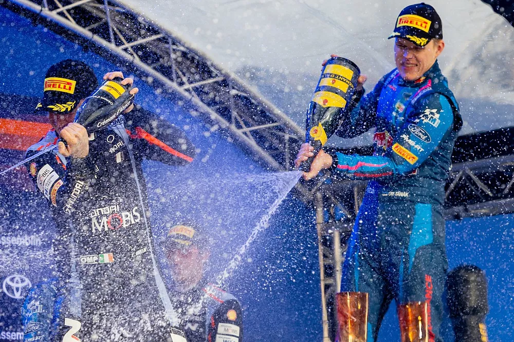 Podium: Winners Ott T&auml;nak, M-Sport Ford World Rally Team Ford Puma Rally1, second place Craig Breen, Hyundai World Rally Team Hyundai i20 N Rally1