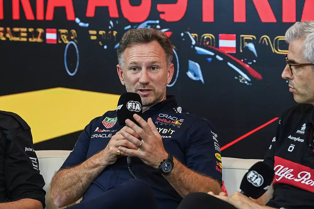 Christian Horner, Team Principal, Red Bull Racing, en conf&eacute;rence de presse