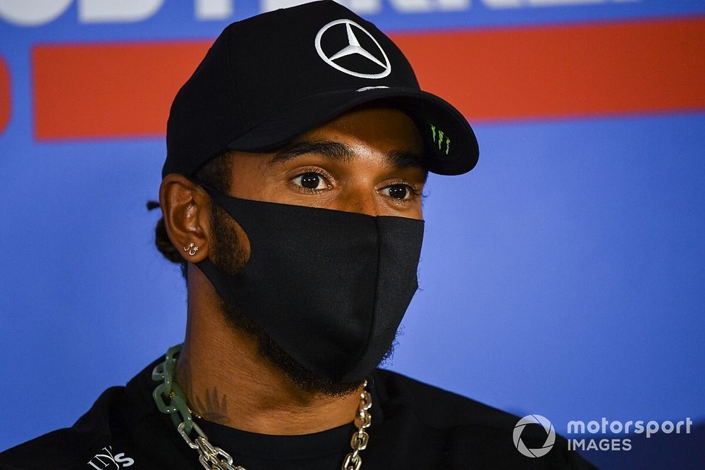Lewis Hamilton, Mercedes AMG F1 in the press conference 