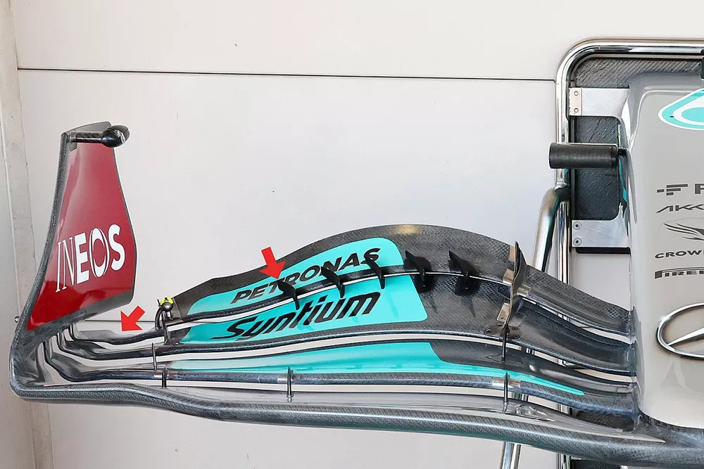Mercedes W13 front wing detail