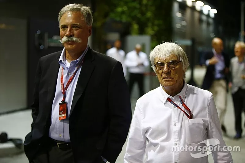 Bernie Ecclestone, pr&eacute;sident et PDG de la FOM avec Chase Carey de Liberty Media