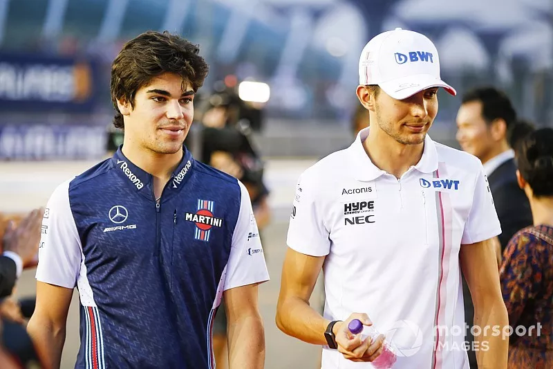 Esteban Ocon, Racing Point Force India, en Lance Stroll, Williams Racing