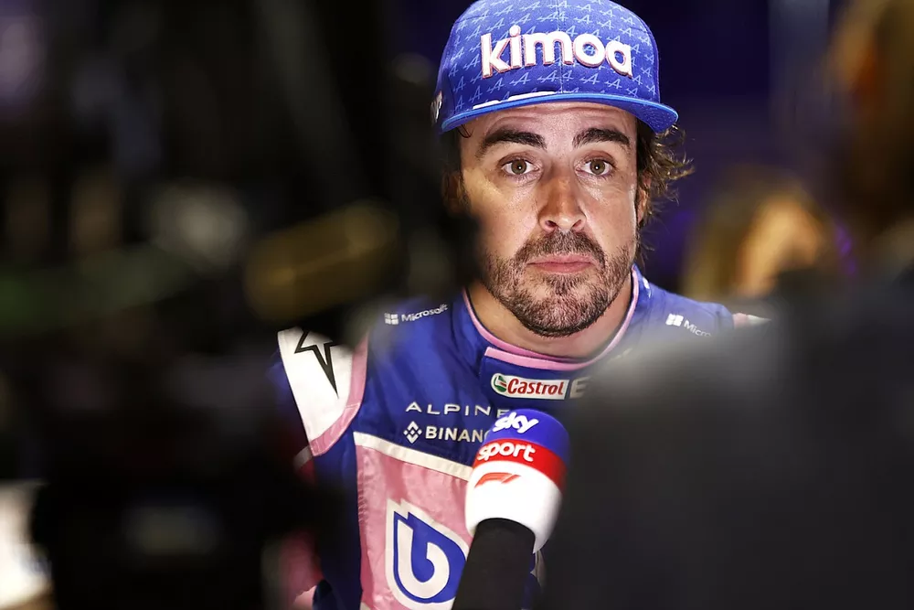 Fernando Alonso, Alpine F1 Team, is interviewed after Qualifying