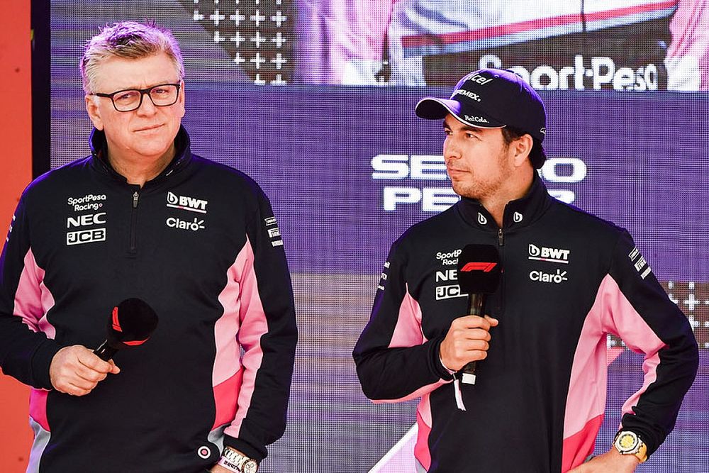 Otmar Szafnauer, Sergio Perez y Lance Stroll, Racing Point