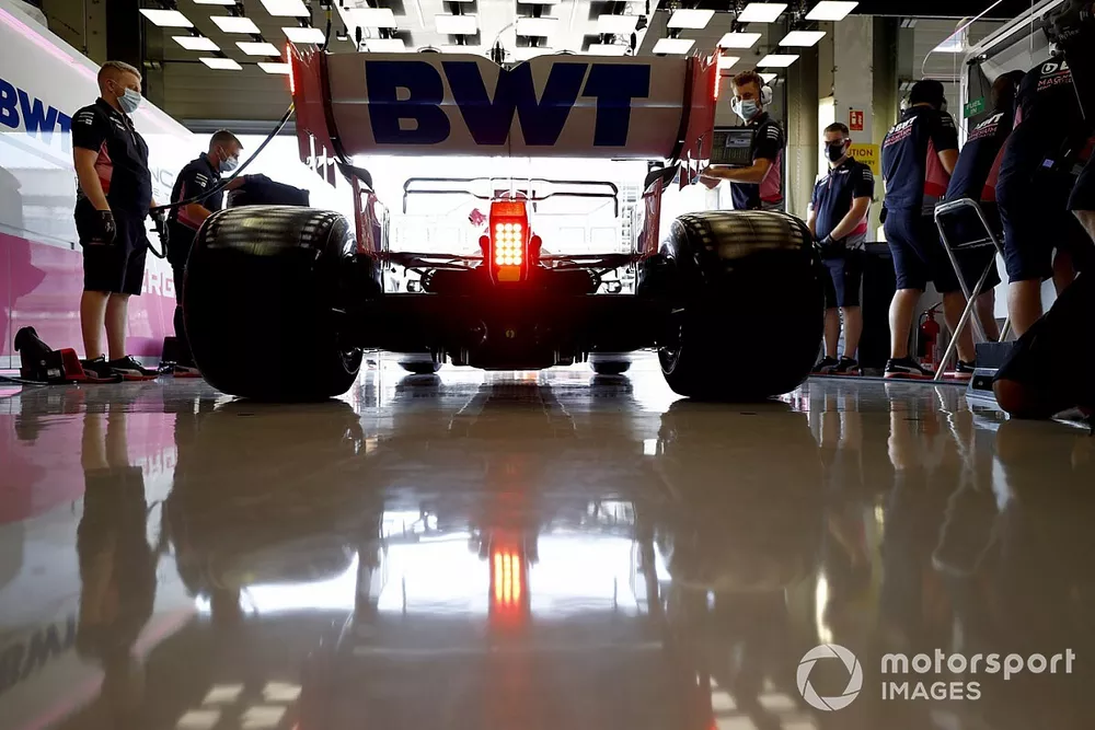 Lance Stroll, Racing Point RP20, leaves the garage