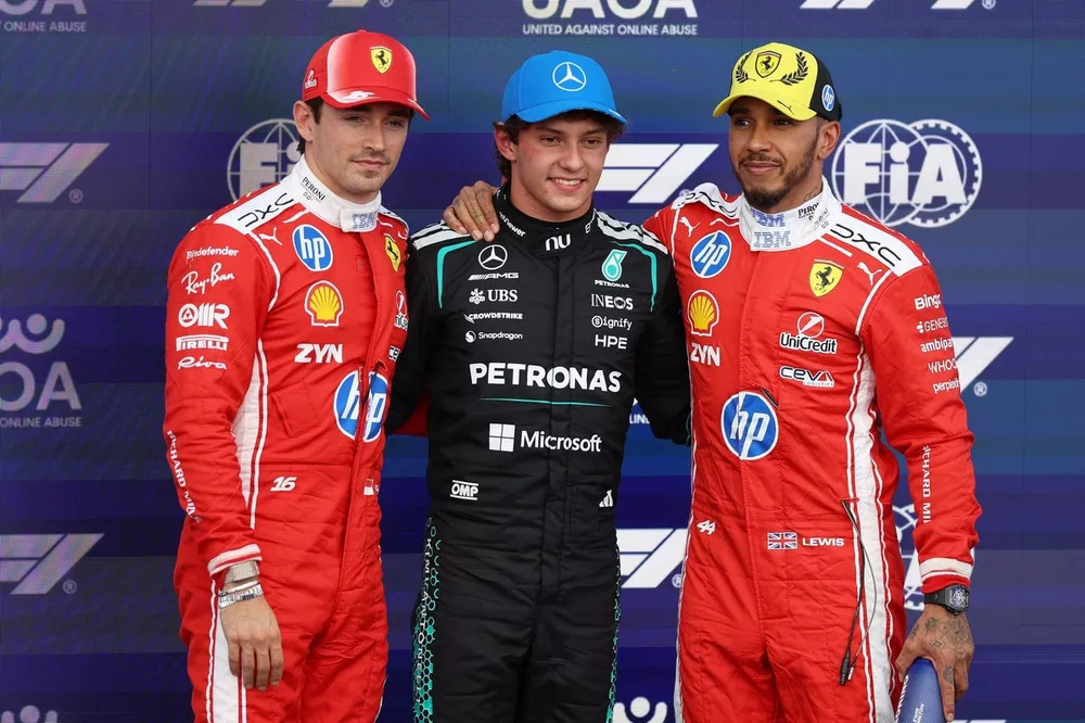 Charles Leclerc, Ferrari, Lewis Hamilton, Ferrari, Andrea Kimi Antonelli, Mercedes