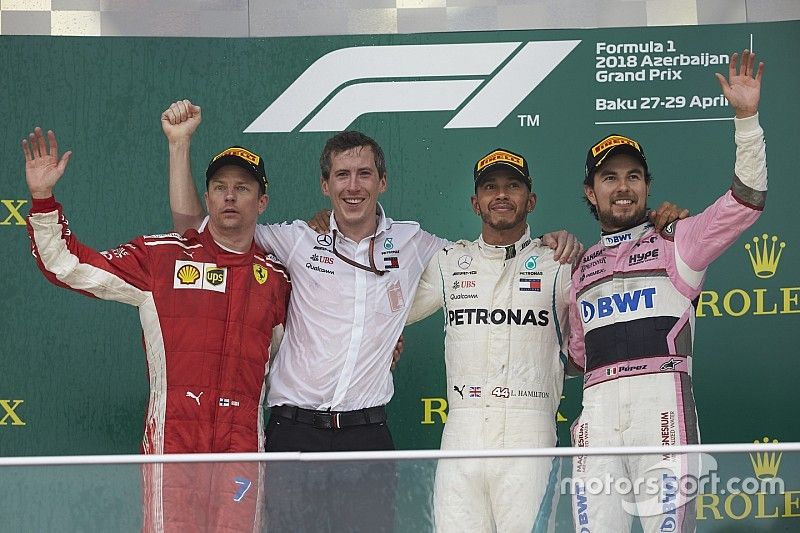Kimi Raikkonen, Ferrari, Lewis Hamilton, Mercedes AMG F1, Sergio Perez, Force India