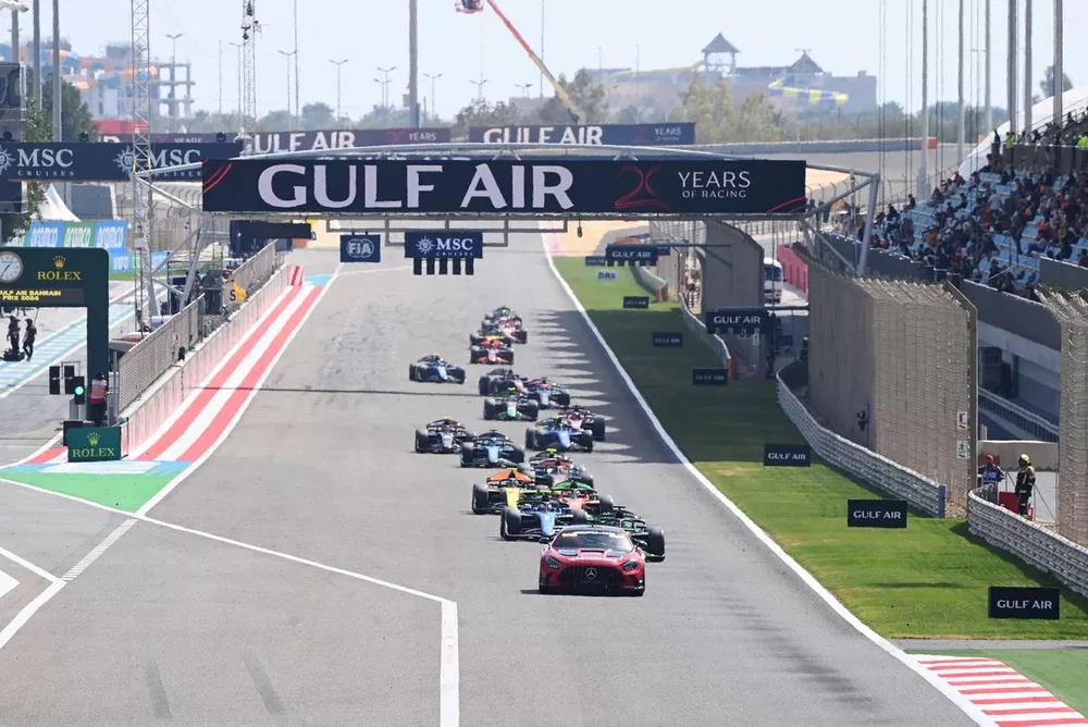 The Safety Car leads