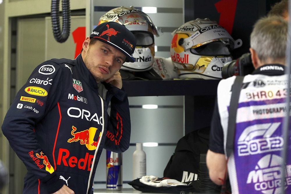 Max Verstappen, Red Bull Racing, in the garage after retiring from the race
