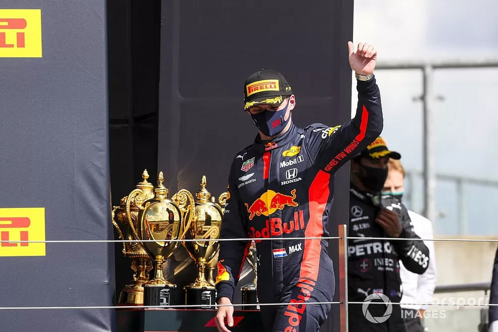 Max Verstappen, Red Bull Racing on the podium