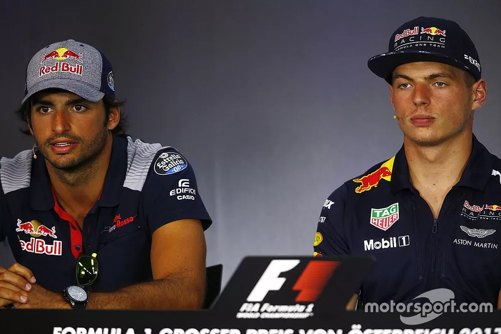 Carlos Sainz Jr., Scuderia Toro Rosso, Max Verstappen, Red Bull Racing, in the Thursay press confere