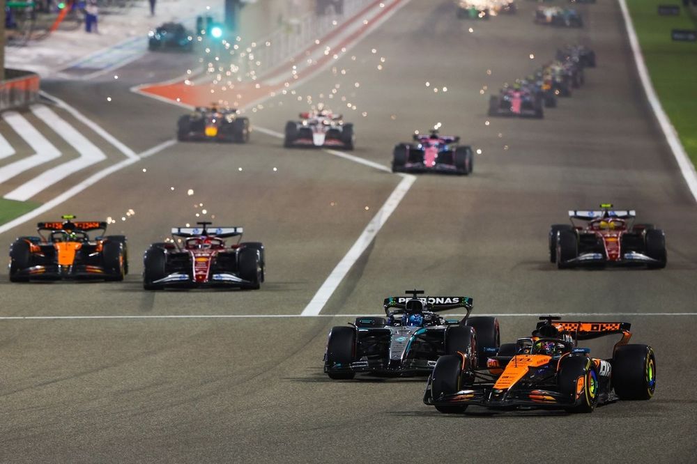 Charles Leclerc, Ferrari, Lewis Hamilton, Ferrari, Lando Norris, McLaren, Oscar Piastri, McLaren, George Russell, Mercedes