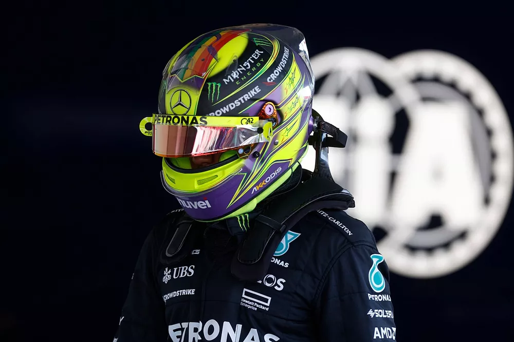 Lewis Hamilton, Mercedes-AMG, in Parc Ferme after Qualifying