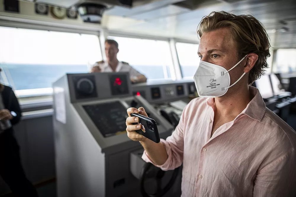 Nico Rosberg, oprichter en CEO, Rosberg X Racing, aan boord van de St Helena 