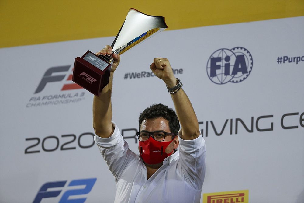 Rene Rosin, Prema Racing the podium with trophy 