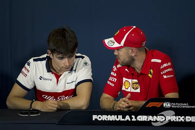 Charles Leclerc, Sauber and Sebastian Vettel, Ferrari in the Press Conference
