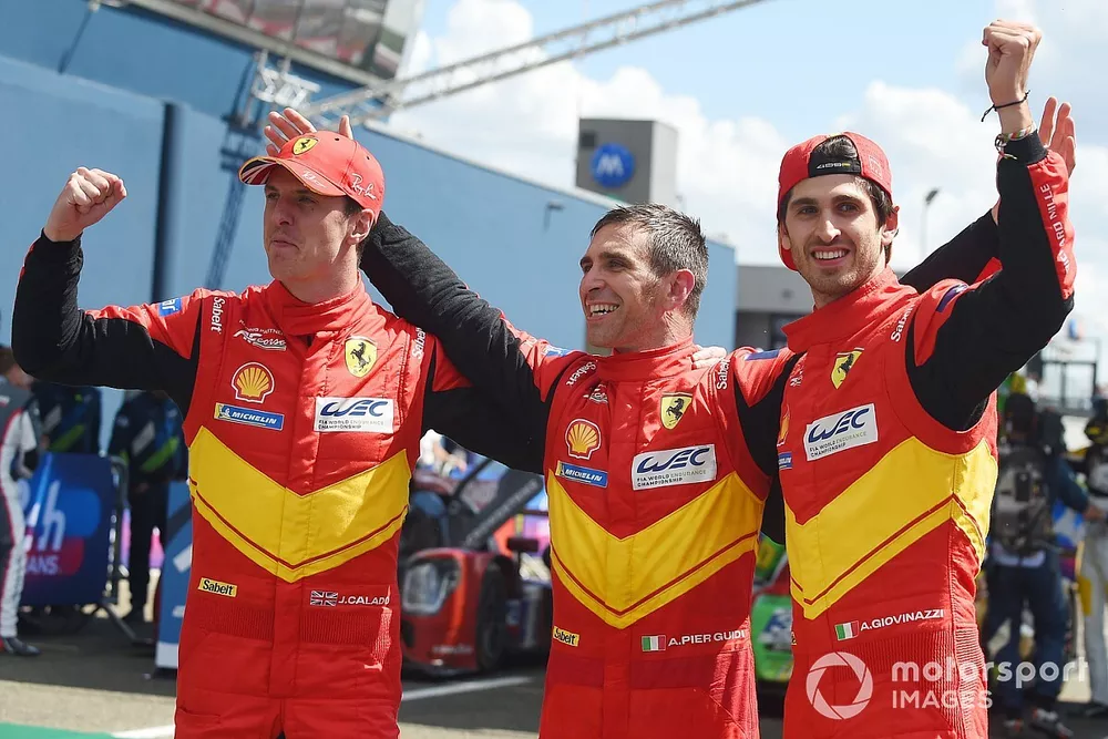 I vincitori della 24 Ore di Le Mans 2023, Alessandro Pier Guidi, James Calado, Antonio Giovinazzi, Ferrari AF Corse Ferrari 499P
