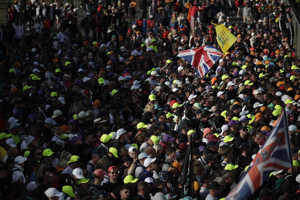 Fans gather to celebrate at the end of the race