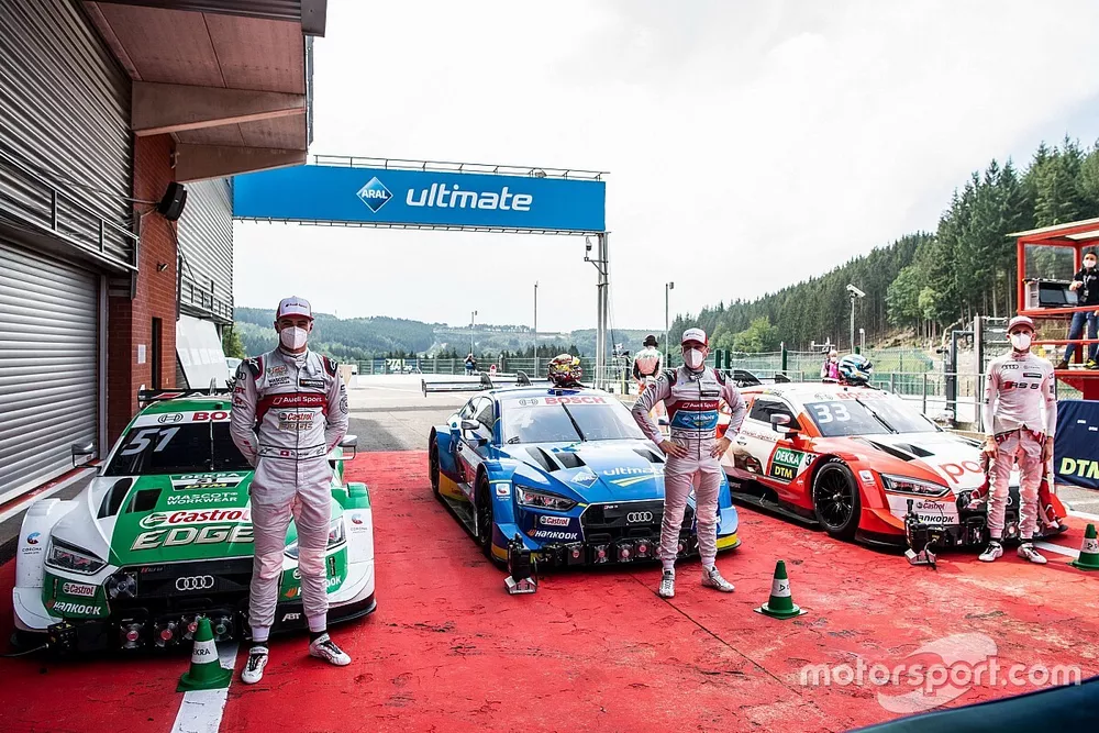 Top 3 after Qualifying: Pole sitter Robin Frijns, Audi Sport Team Abt Sportsline, Nico Müller, Audi Sport Team Abt Sportsline, René Rast, Audi Sport Team Rosberg