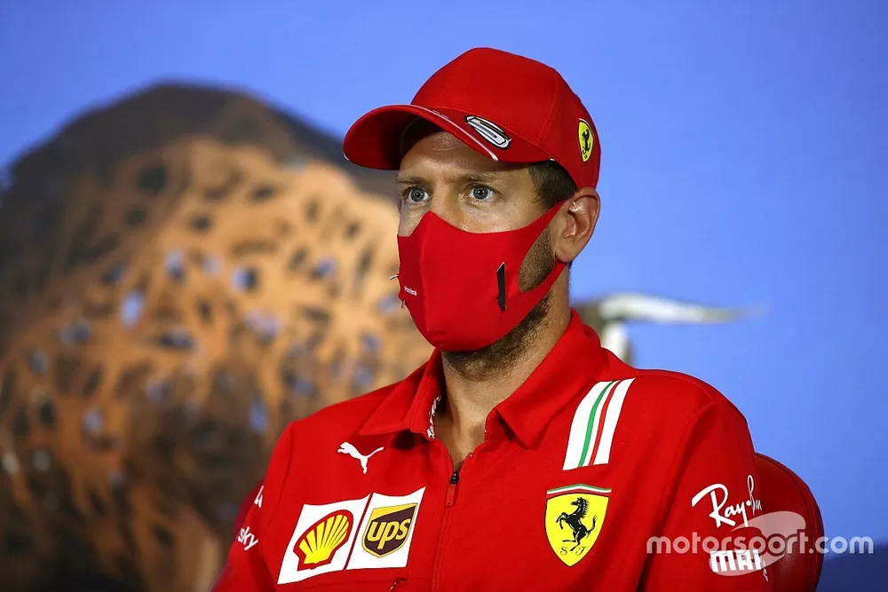 Sebastian Vettel, Ferrari in the press conference