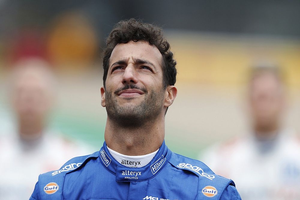 Daniel Ricciardo, McLaren, antes de la presentaci&oacute;n del coche de F&oacute;rmula 1 de 2022
