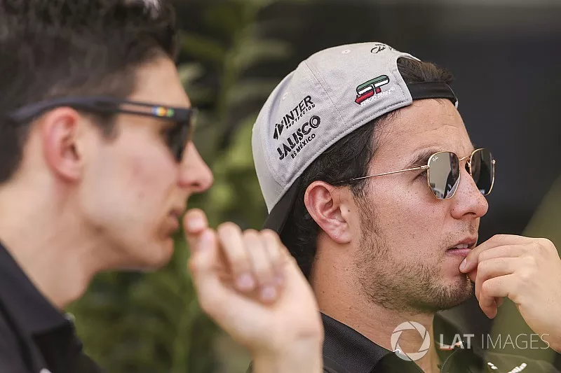 Esteban Ocon, Force India, Sergio P&eacute;rez, Force India