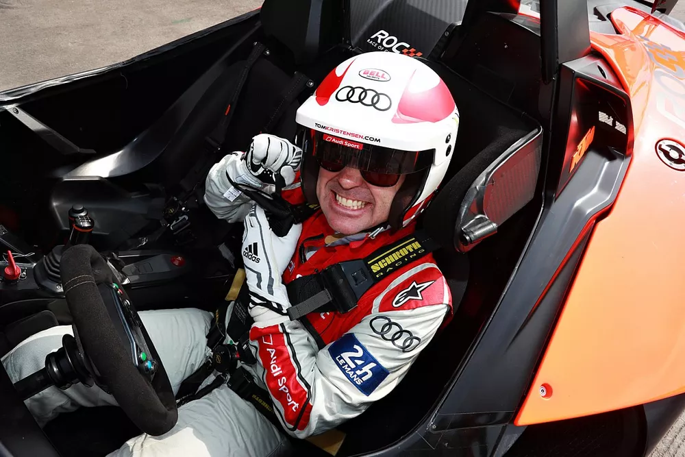Tom Kristensen prepares to drive