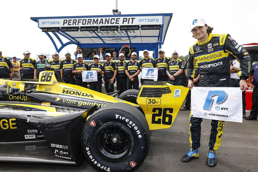 Pole sitter Colton Herta, Andretti Autosport Honda