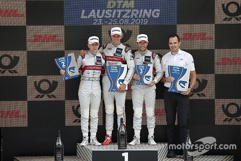 Podio: Ganador de la carrera Nico M&uuml;ller, Audi Sport Team Abt Sportsline, Robin Frijns, Audi Sport Team Abt Sportsline, Mike Rockenfeller, Audi Sport Team Phoenix