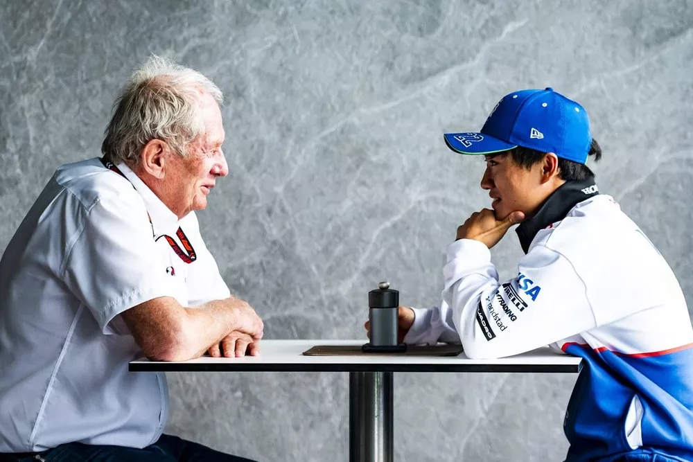 Helmut Marko, Consultant, Red Bull Racing, Yuki Tsunoda, RB F1 Team