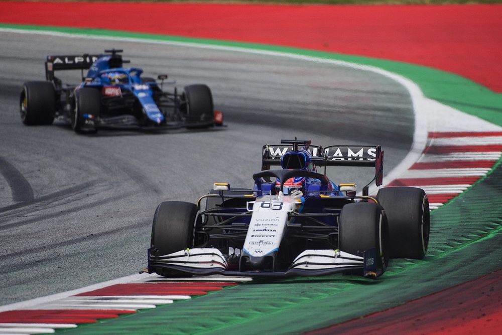 George Russell, Williams FW43B, Fernando Alonso, Alpine A521