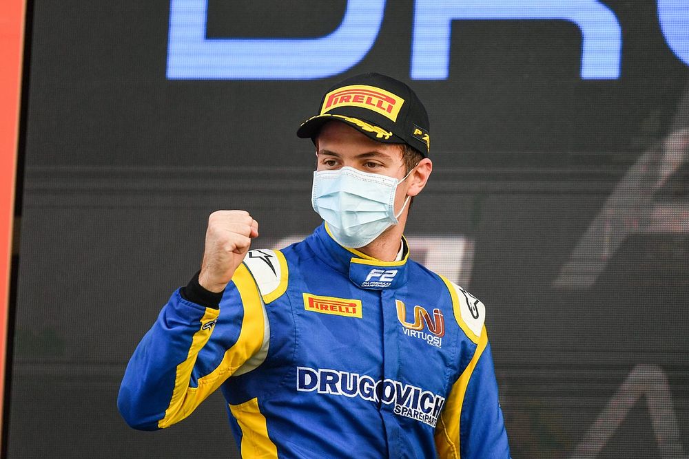 Felipe Drugovich, Uni-Virtuosi celebrates third place on the podium
