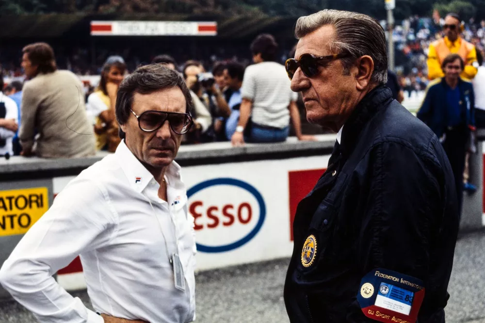 FOCA-voorzitter Bernie Ecclestone met FISA-president Jean-Marie Balestre