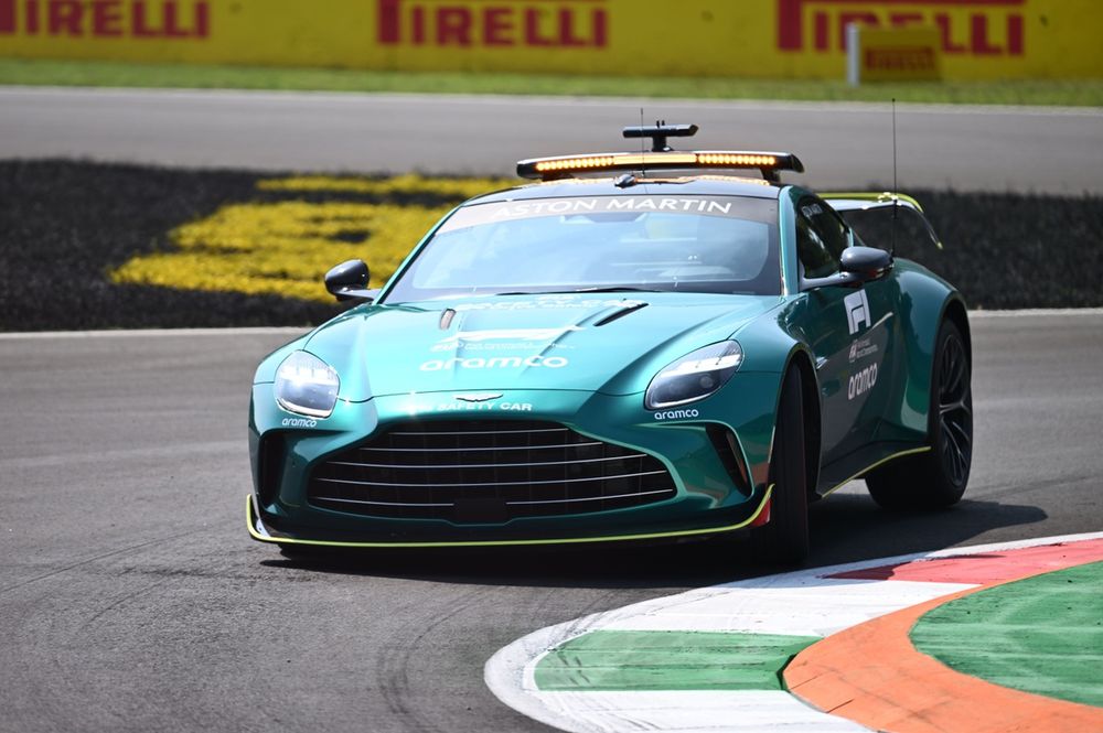 The Aston Martin Vantage Safety Car on track
