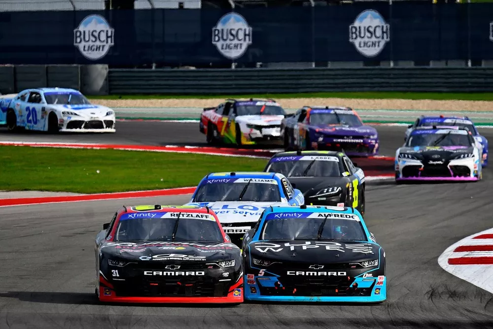 Parker Retzlaff, Jordan Anderson Racing, Bommarito.com/ Crest Chevrolet Camaro and Anthony Alfredo, Our Motorsports, Dude Wipes Chevrolet Camaro