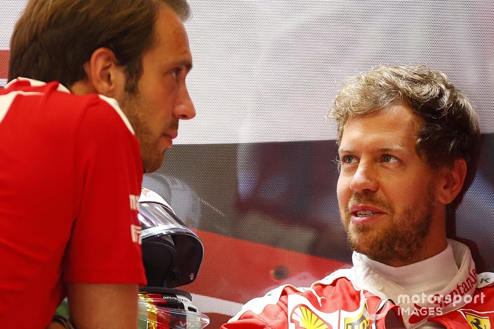 Jean-Eric Vergne, pilote de d&eacute;veloppement Ferrari, et Sebastian Vettel, Ferrari